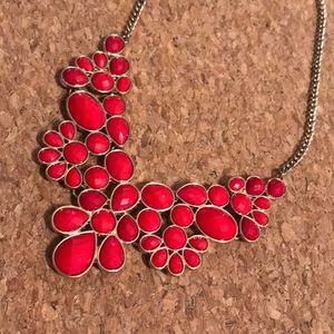 Beautiful red stone large necklace